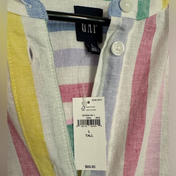 NWT Gap Linen-Cotton Puff Sleeve Mini Shirtdress Size L Tall - Picture 4 of 5